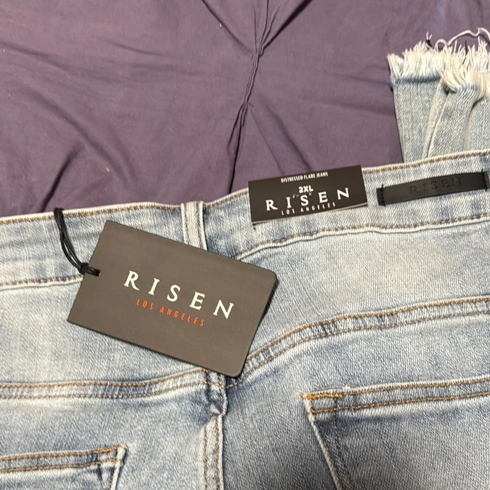 Chic Light Blue Flare Jeans - Picture 2 of 6